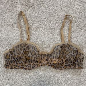 ERES Made in France Unlined Mesh Bra Leopard Print 36C